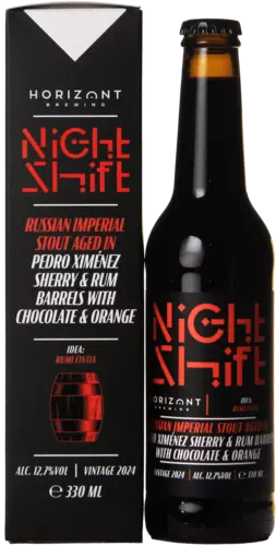 Horizont Night Shift 2024 Russian Imperial Stout Aged in Pedro Ximénez Sherry & Rum Barrels with Chocolate & Orange