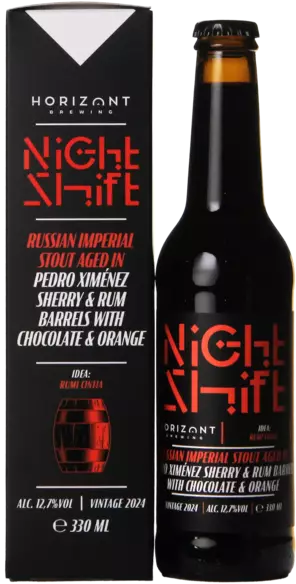 Horizont Night Shift 2024 Russian Imperial Stout Aged in Pedro Ximénez Sherry & Rum Barrels with Chocolate & Orange