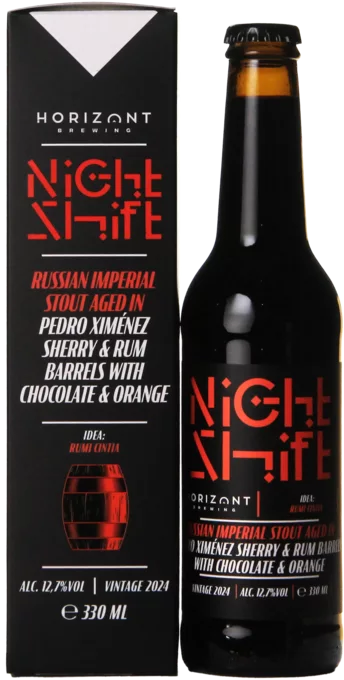 Horizont Night Shift 2024 Russian Imperial Stout Aged in Pedro Ximénez Sherry & Rum Barrels with Chocolate & Orange