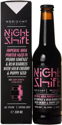 Horizont Night Shift 2024 Imperial Milk Porter Aged in Pedro Ximénez & Rum Barrels with Sour Cherry & Poppy Seed