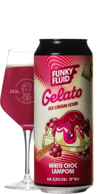 Funky Fluid Gelato: White Choc Lamponi